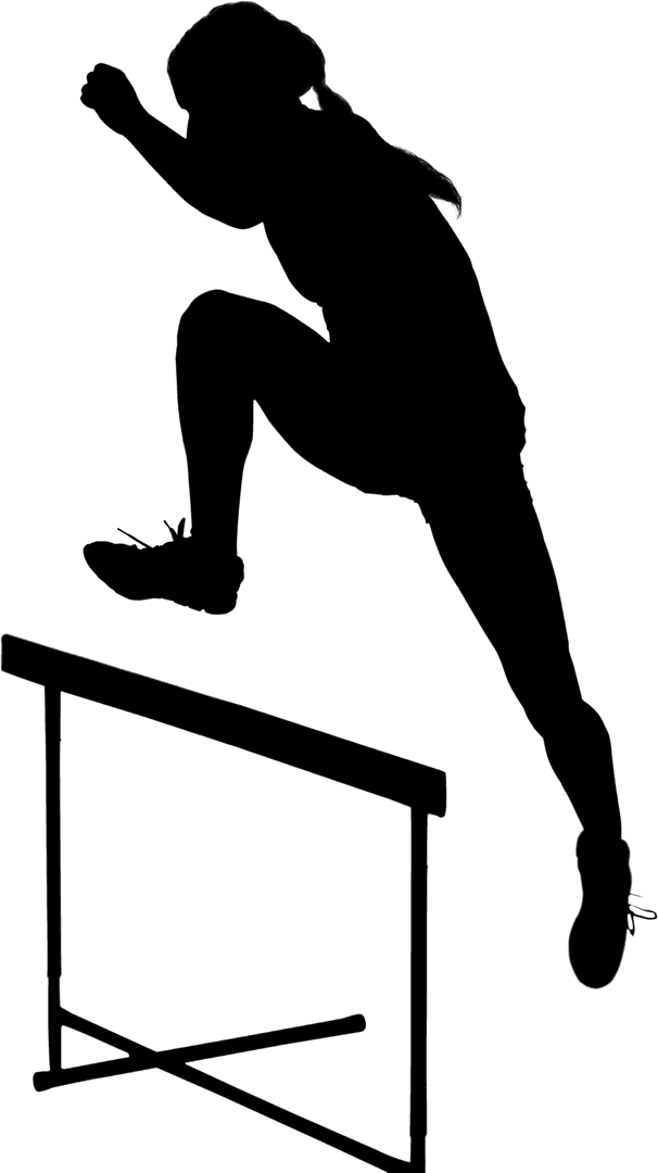 Dynamic Silhouette of Female Athlete Jumping on Transparent Background