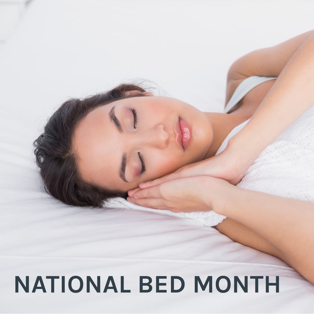 Woman Relaxing on Bed in Celebration of National Bed Month - Download Free Stock Templates Pikwizard.com