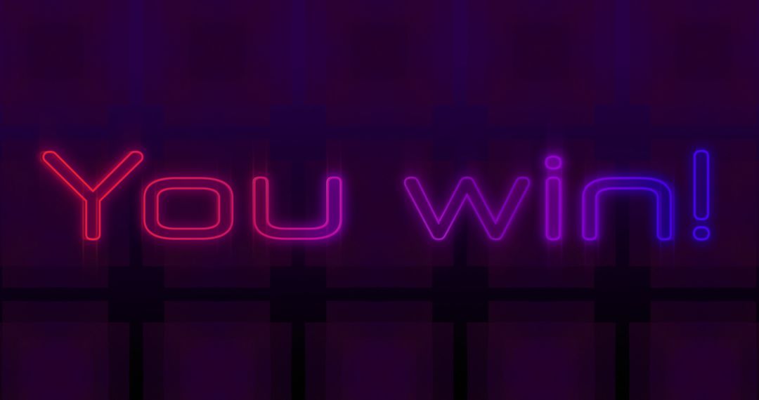 Retro Neon 'You Win' Message with Flickering Effect