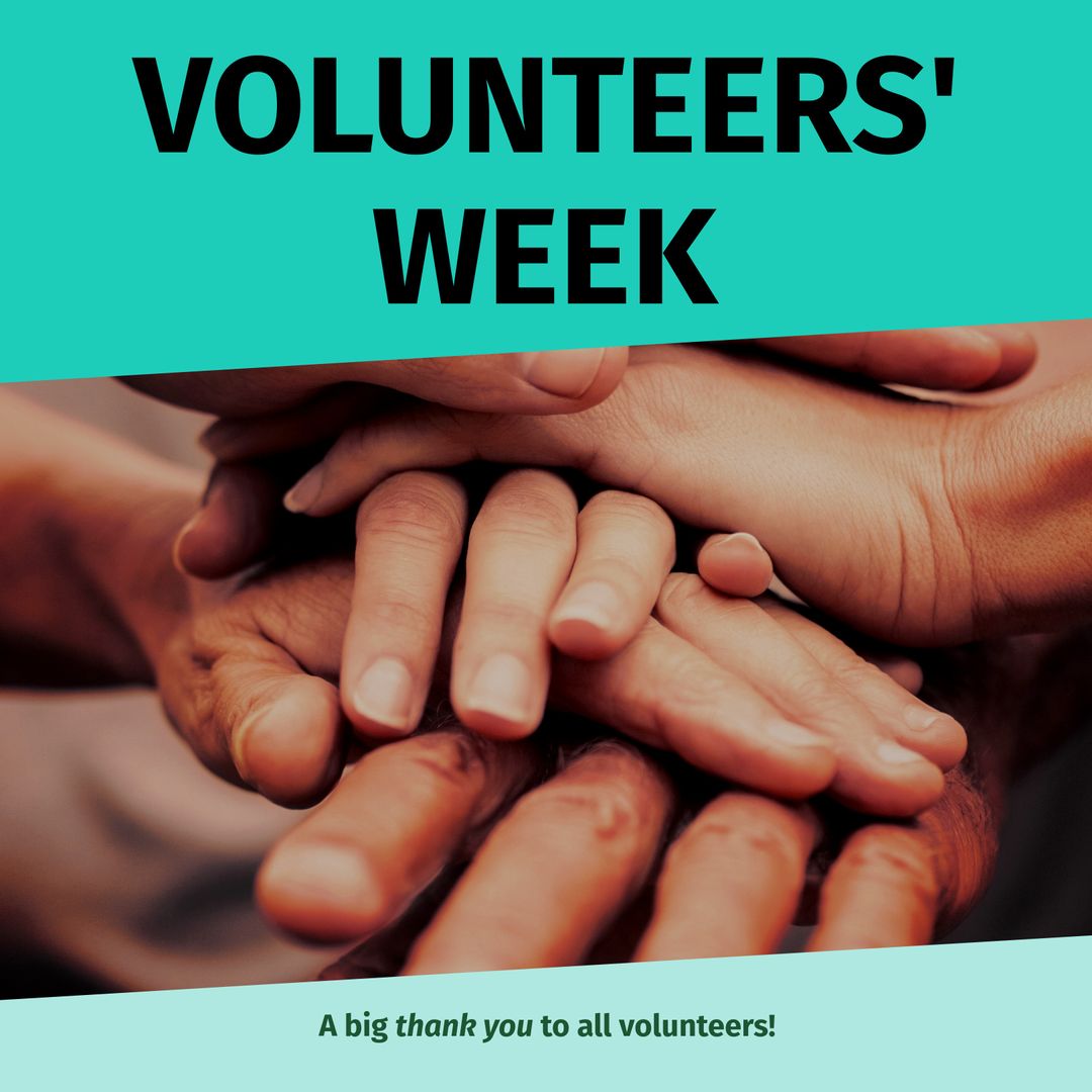 Stacking Hands Celebrating Volunteers' Week in Unity