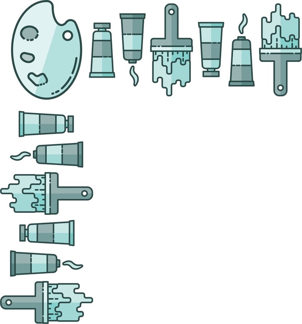 Creative Art Tools Background with Transparent Design