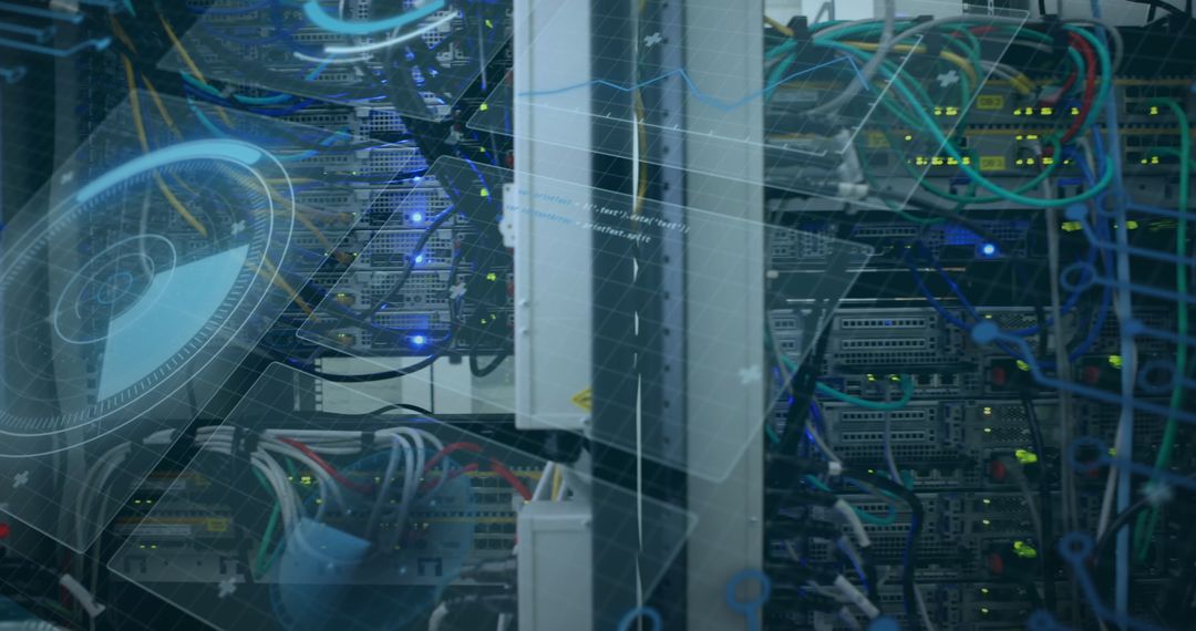 Digital Interface Overlay Monitoring Computer Server in Data Center