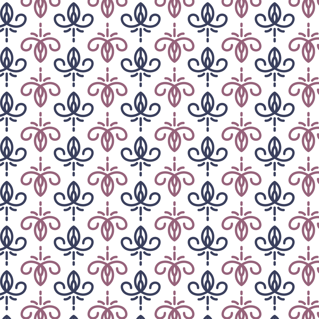 Elegant Purple and Blue Florals Pattern on Transparent Background