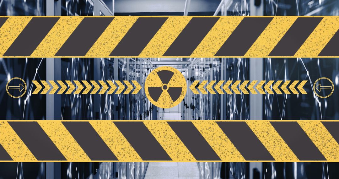 Nuclear Hazard Symbol in Futuristic Data Center