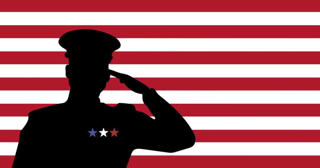 Silhouette of Soldier Saluting Against American Flag Background - Free Images, Stock Photos and Pictures on Pikwizard.com