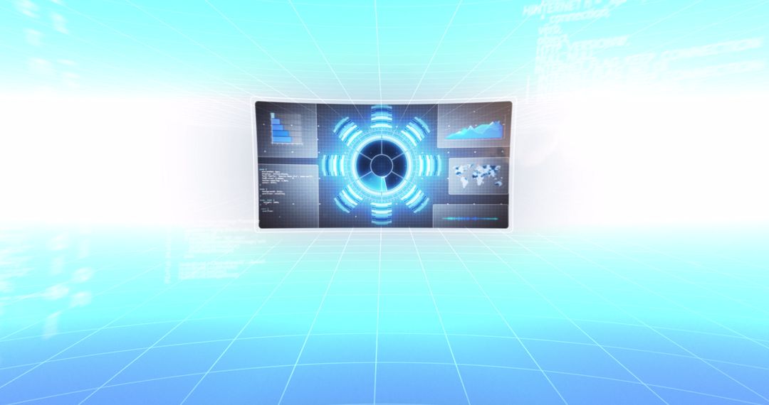 Futuristic Digital Interface with Data and Scanning Display