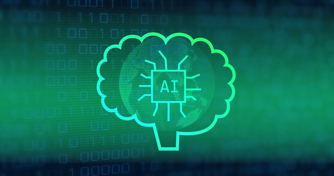 Digital AI Brain Processing with Global Data Visualization - Free Images, Stock Photos and Pictures on Pikwizard.com