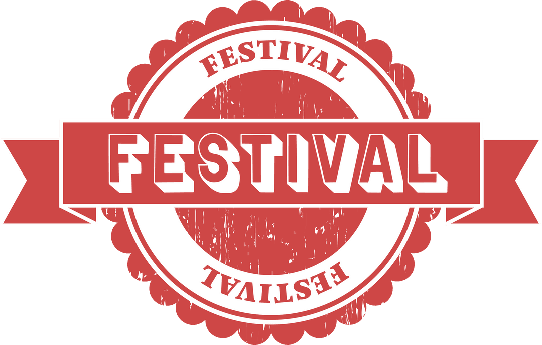 Transparent Red White Festival Badge Design
