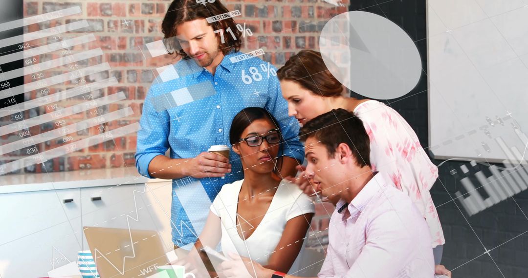 Team Collaborating Over Financial Data Analysis in Modern Office