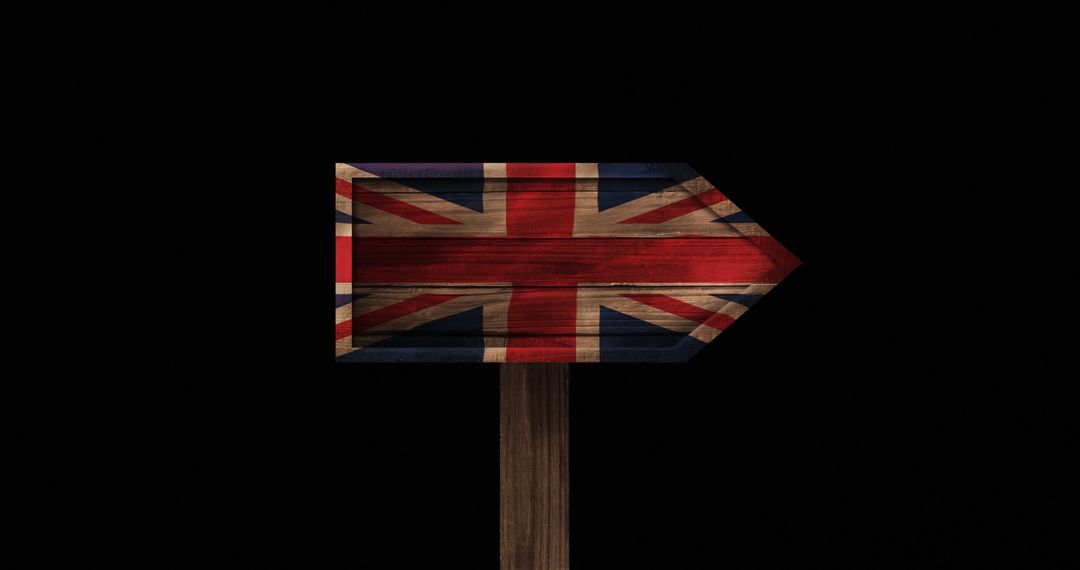 Union Jack Signpost on Black Background