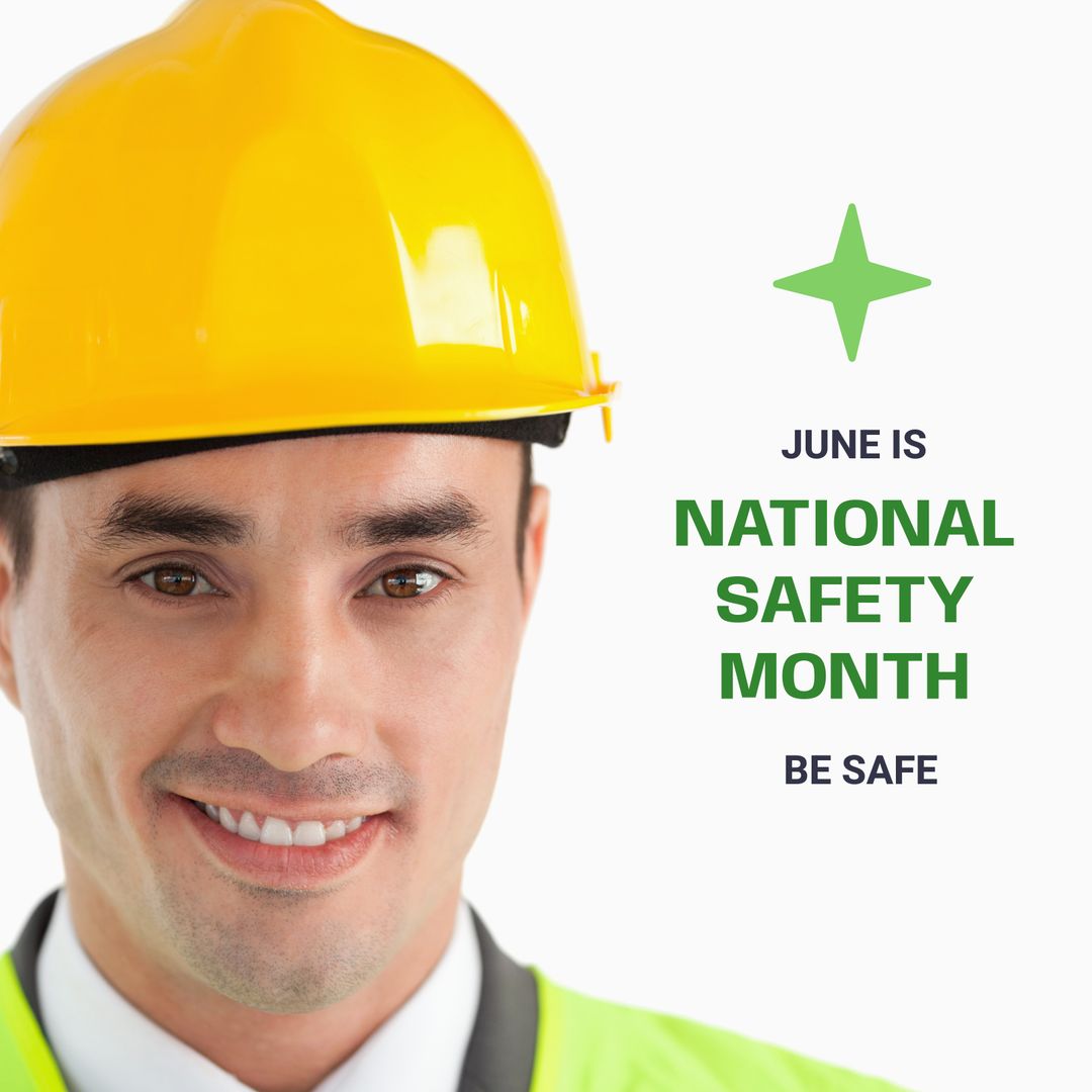 Smiling Construction Worker Celebrating National Safety Month - Download Free Stock Templates Pikwizard.com