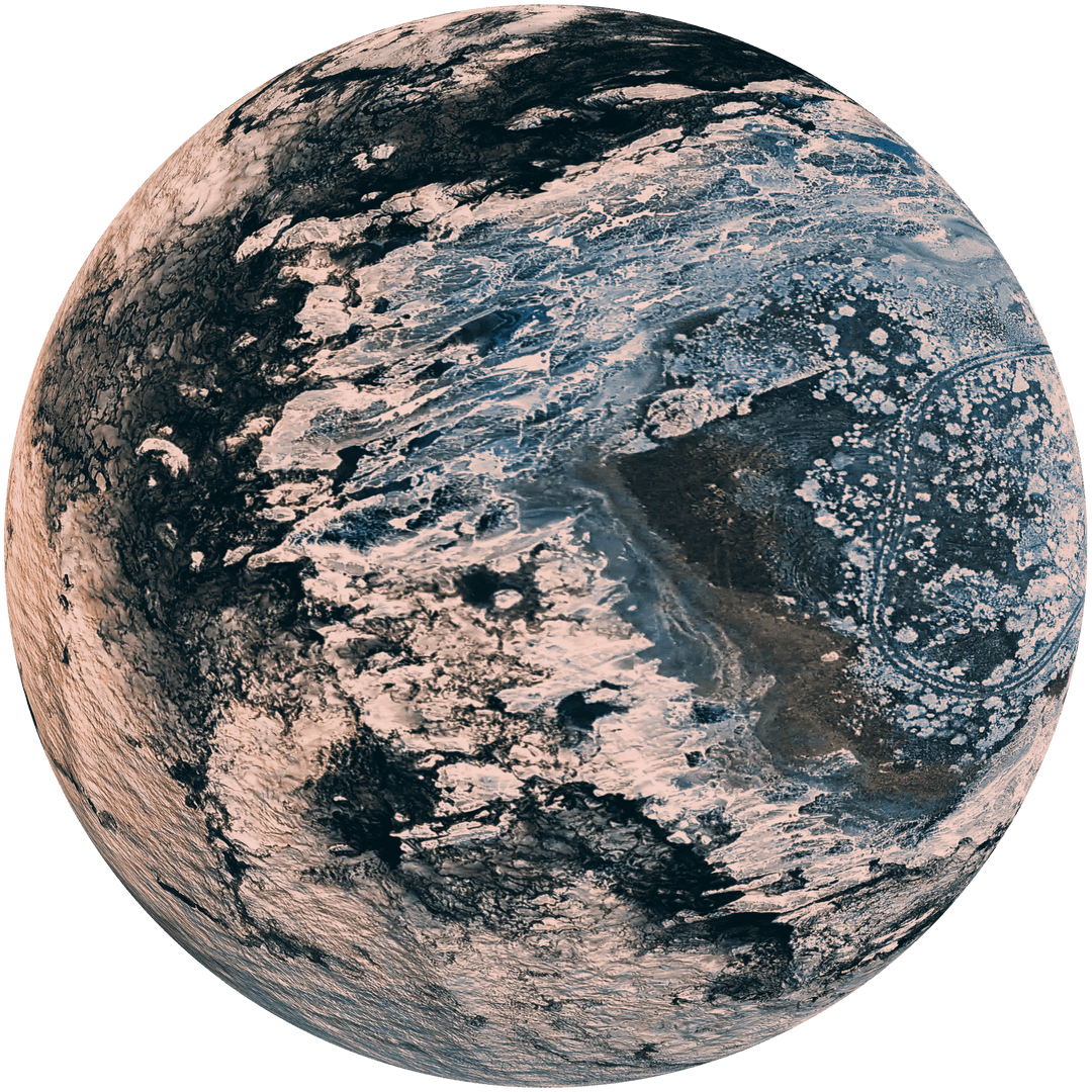 Planet Earth in Digital Illustration on Transparent Surface