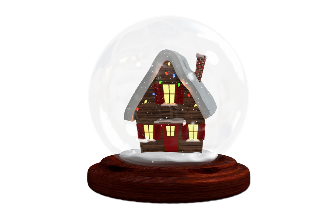 Transparent Snow Globe with Festive Cottage and Falling Snow - Download Free Stock Images Pikwizard.com