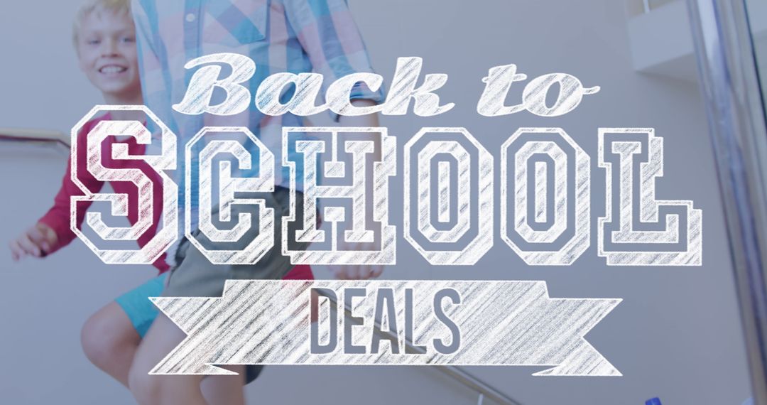Back to School Deals Typography Over Running Schoolboys
