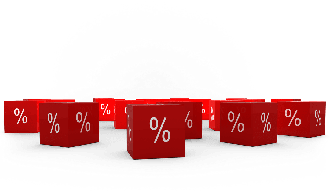 Red Transparent Blocks with White Percentage Symbols Vector