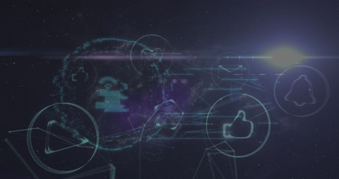 Digital Interface with Network Connections, Padlock Security Overlay