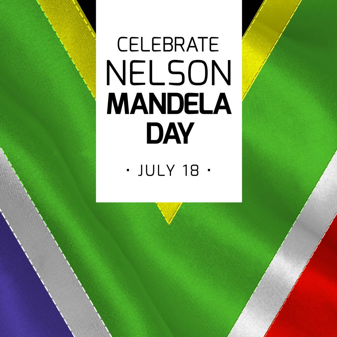 Nelson Mandela Day Text Overlay on South African Flag