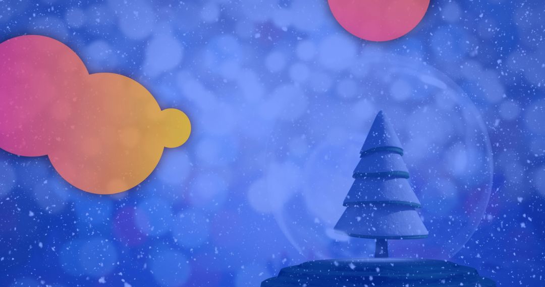 Festive Snowy Dots with Abstract Shapes and Christmas Tree