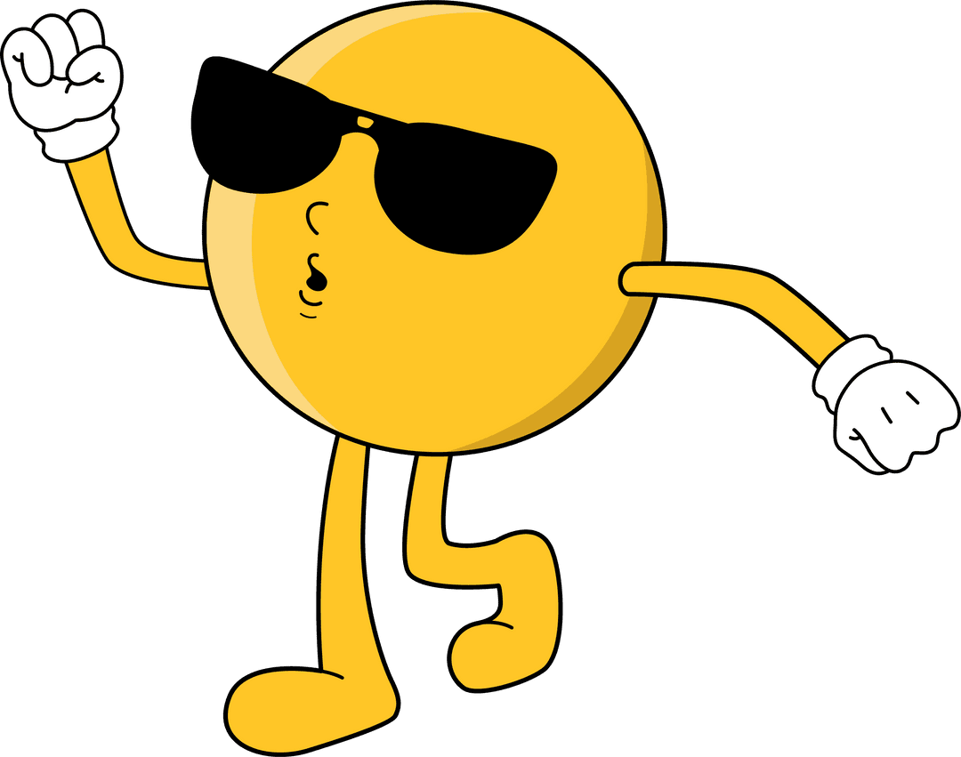 Cheerful Yellow Circle Dancing on Transparent Background