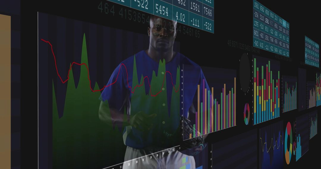 Financial Analyst Examining Diverse Multicolored Data Charts