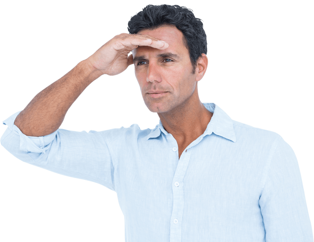 Transparent Guy Searching Looking Into Distance
