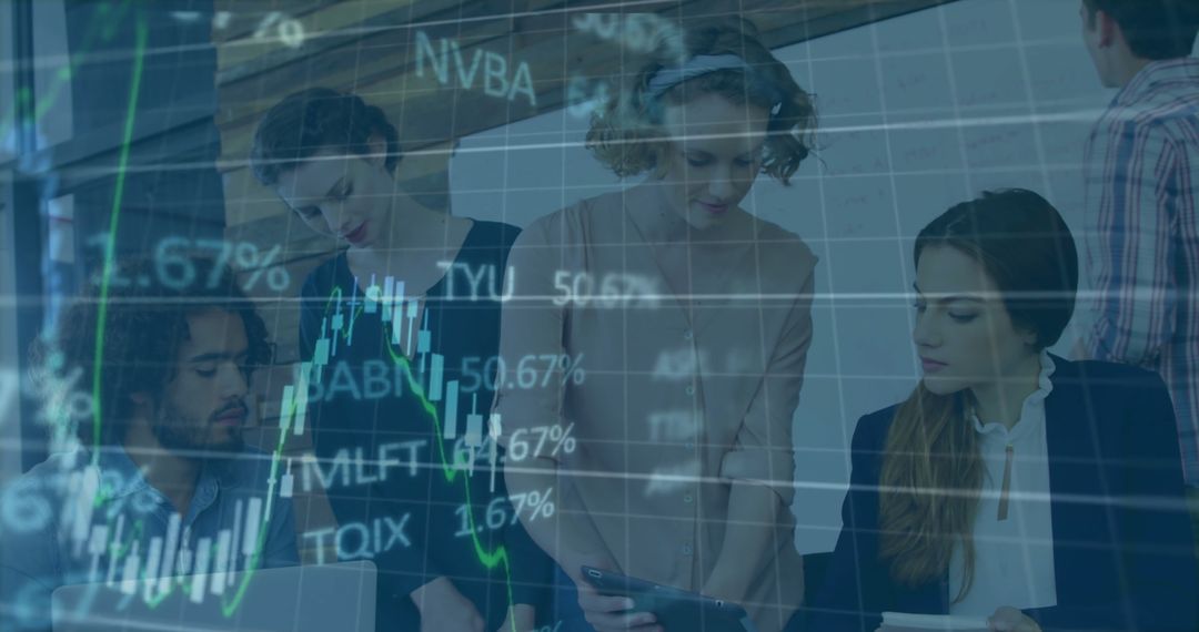 Diverse Business Team Analyzing Financial Data Through Technology