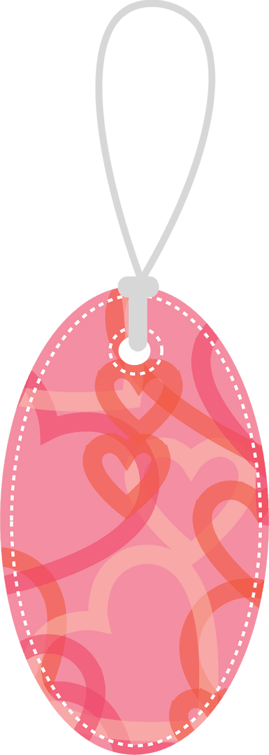 Transparent Pink Heart Label Illustration with String
