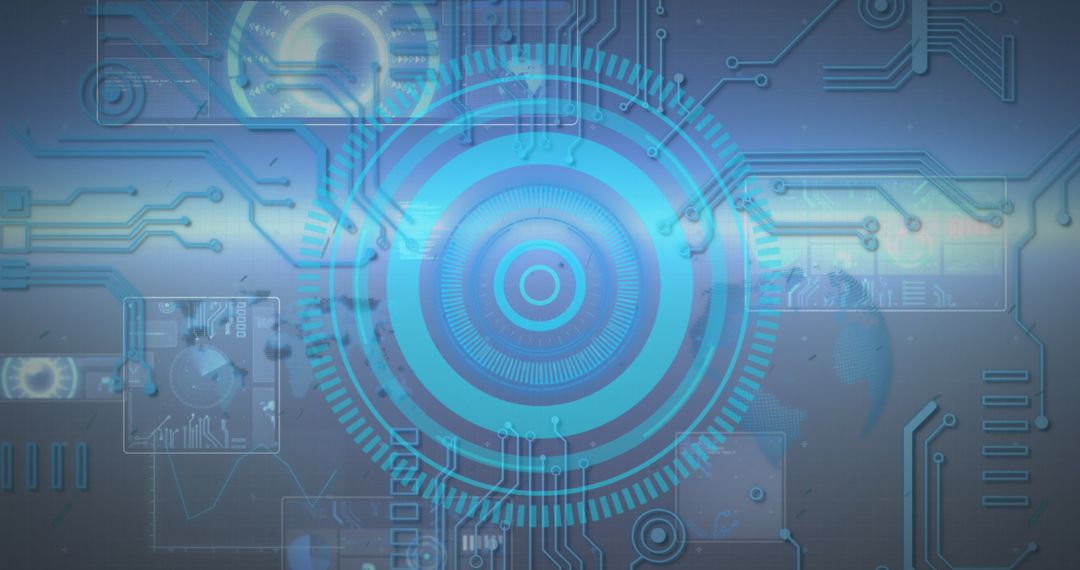 Futuristic Blue Digital Interface with Circuit Designs