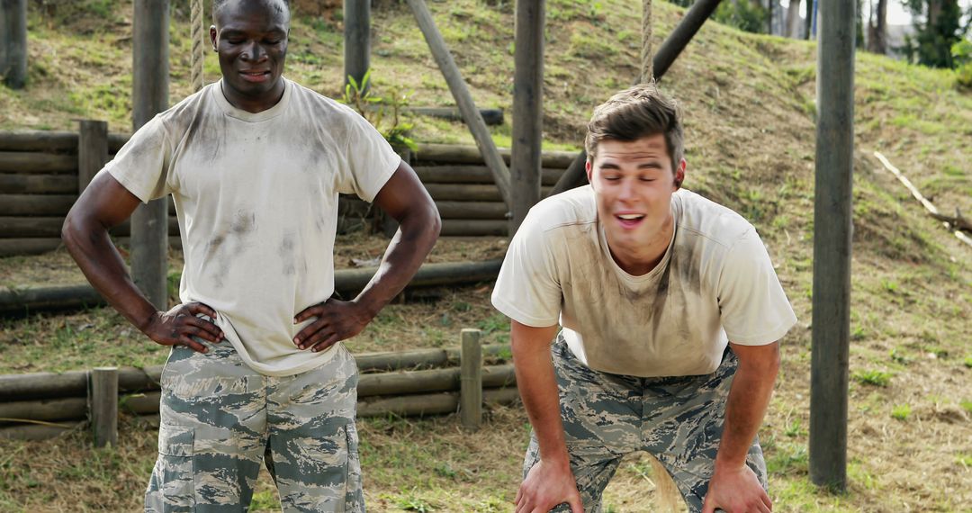 Exhausted Soldiers Resting During Intense Training Drill - Free Images, Stock Photos and Pictures on Pikwizard.com