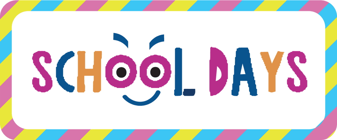 Vibrant School Days Text with Colorful Border on Transparent Background
