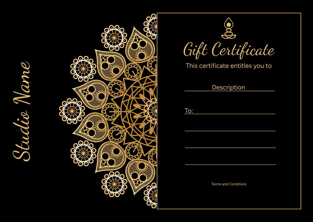 Elegant Gift Certificate Template with Mandala Design - Download Free Stock Templates Pikwizard.com