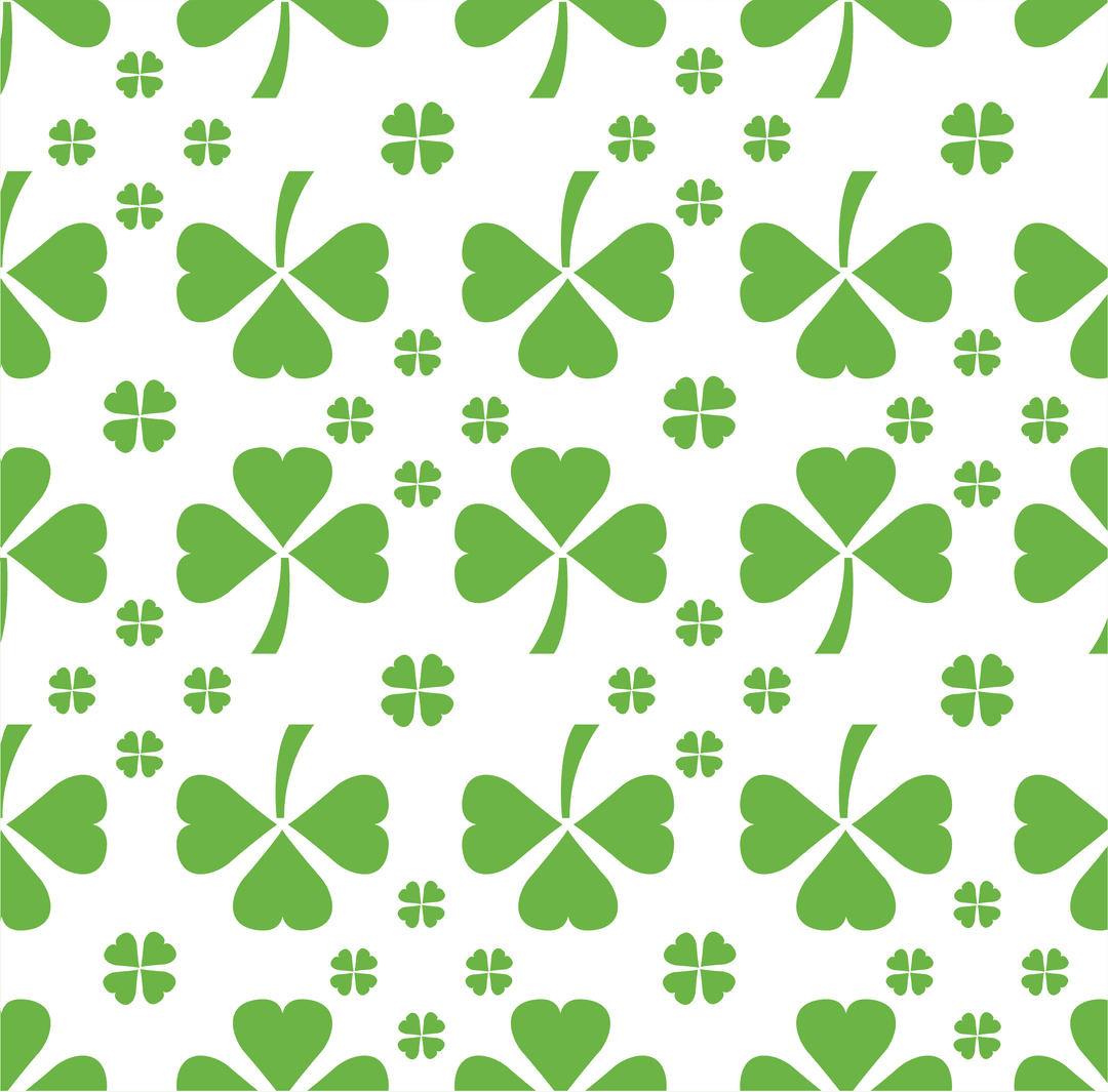 Seamless Pattern with Green Shamrocks on Transparent Background