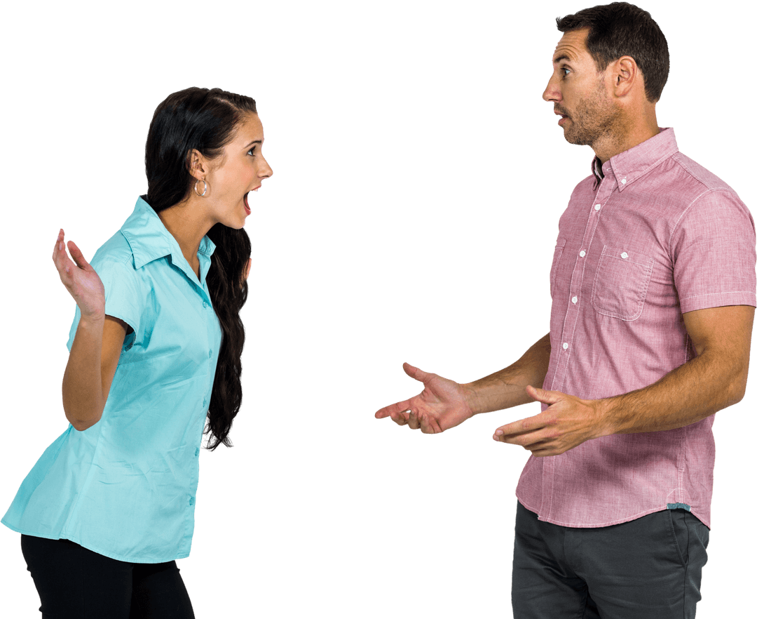 Transparent Couple Arguing Expressively