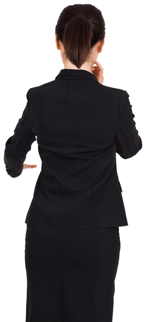 Back View of Businesswoman in Suit on Transparent Background