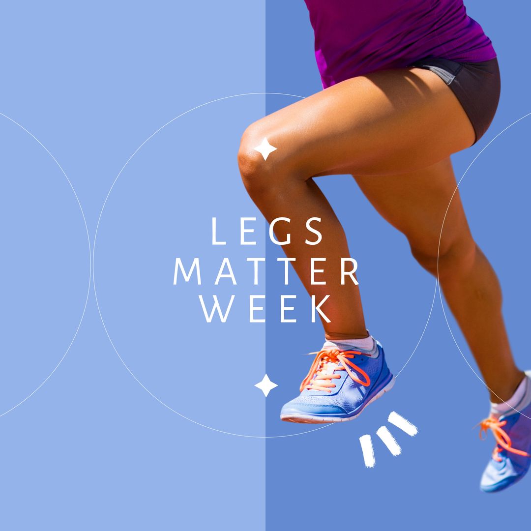 Composition of legs matter week text with biracial woman running on blue background - Download Free Stock Templates Pikwizard.com