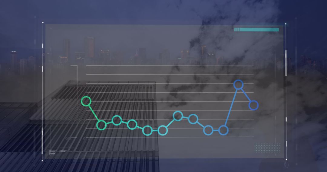 Digital Data Processing Concept Over City Skyline