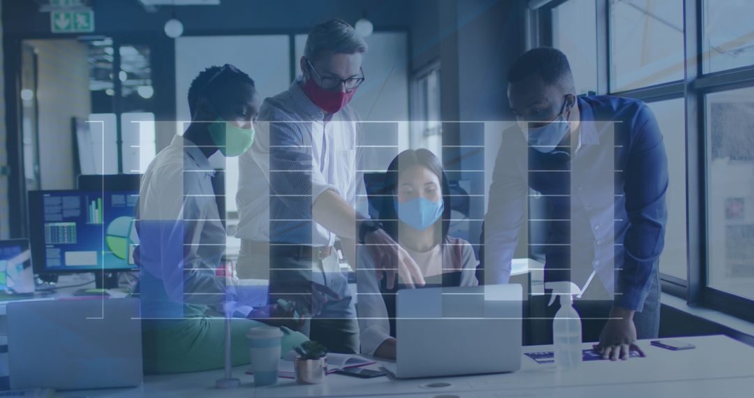 Business Team Analyzing Financial Data During Covid-19 Pandemic