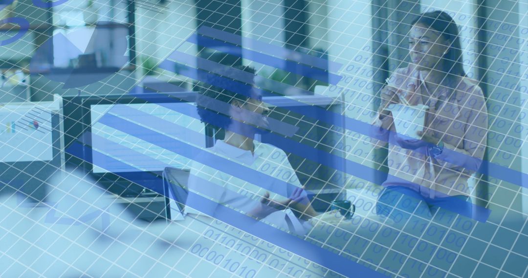 Team Collaboration with Data Integration in Modern Office