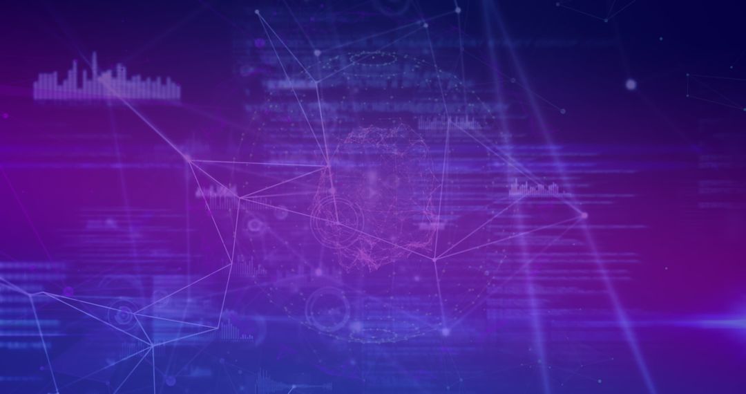 Abstract Digital Network with Futuristic Connections and Data Processing