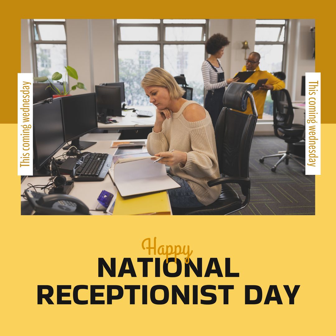 Celebrating National Receptionist Day in Busy Office - Download Free Stock Images Pikwizard.com