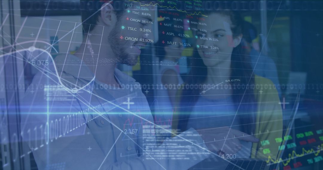 Data Professionals Analyzing Financial Trends with Digital Interface