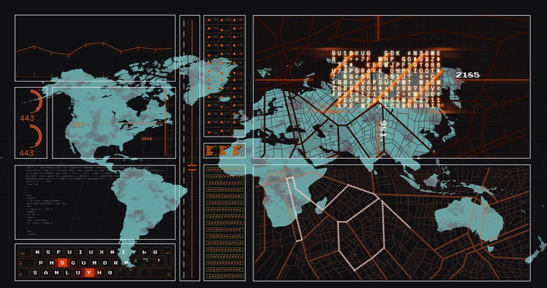 Global Data Network Analysis with Futuristic Interface - Free Images, Stock Photos and Pictures on Pikwizard.com