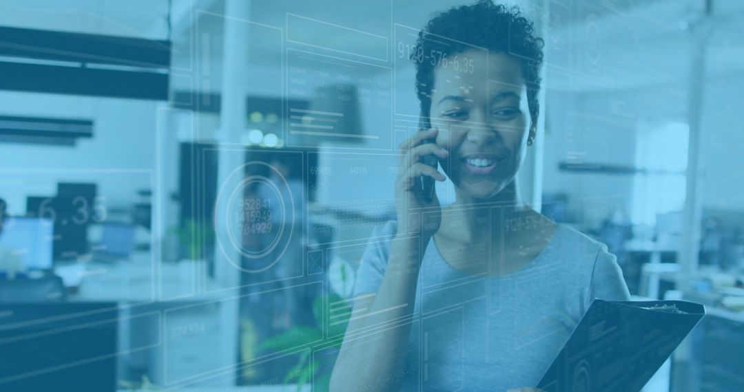 Businesswoman Analyzing Digital Data While Using Smartphone