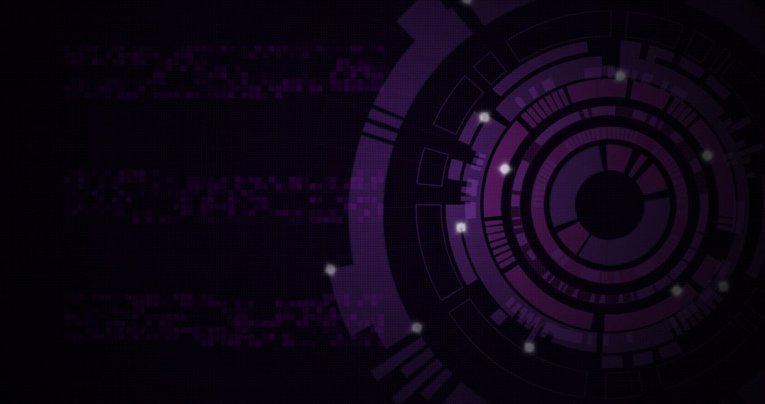 Futuristic Digital Interface with Neon Purple Circular Patterns