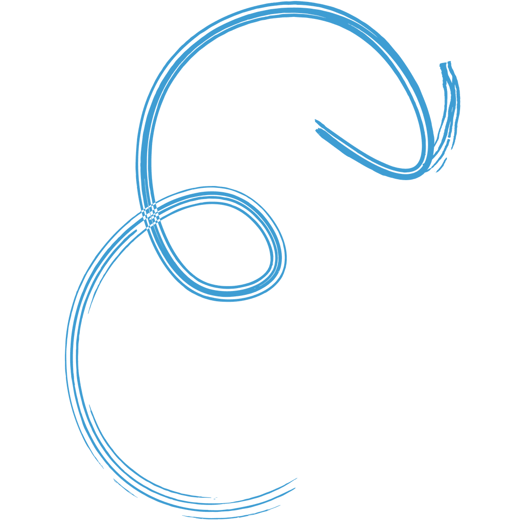 Blue Swirling Downward Arrow on Transparent Background