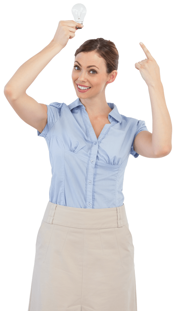 Transparent Concept Idea Woman Holding Light Bulb