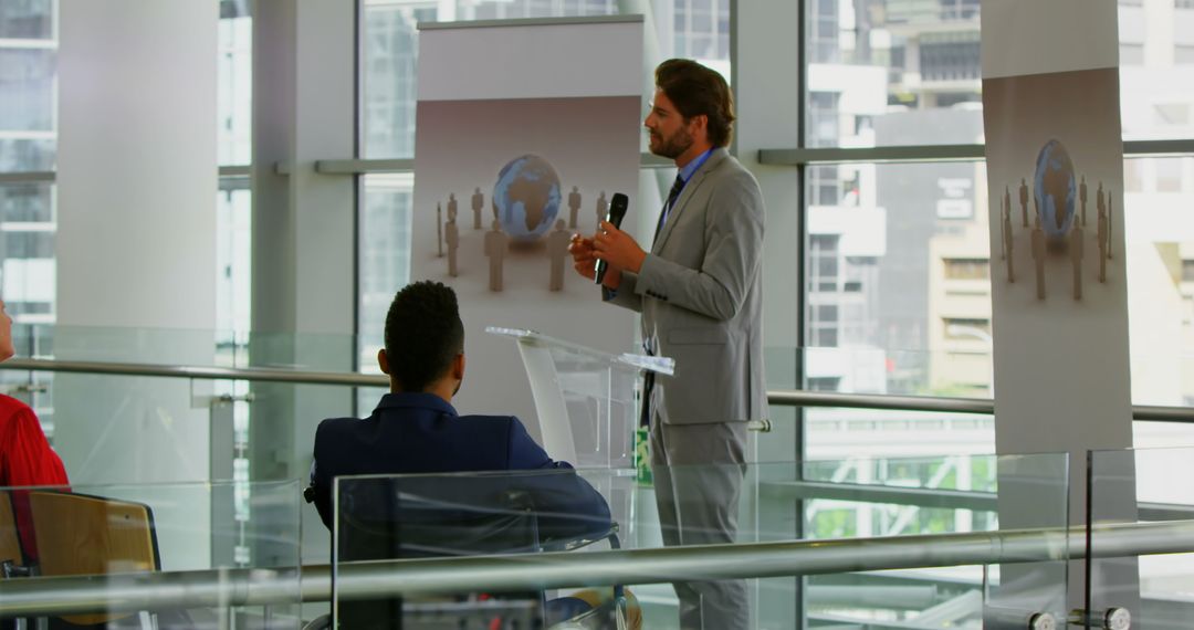 Professional Speaker Delivering Speech at Business Seminar Conference