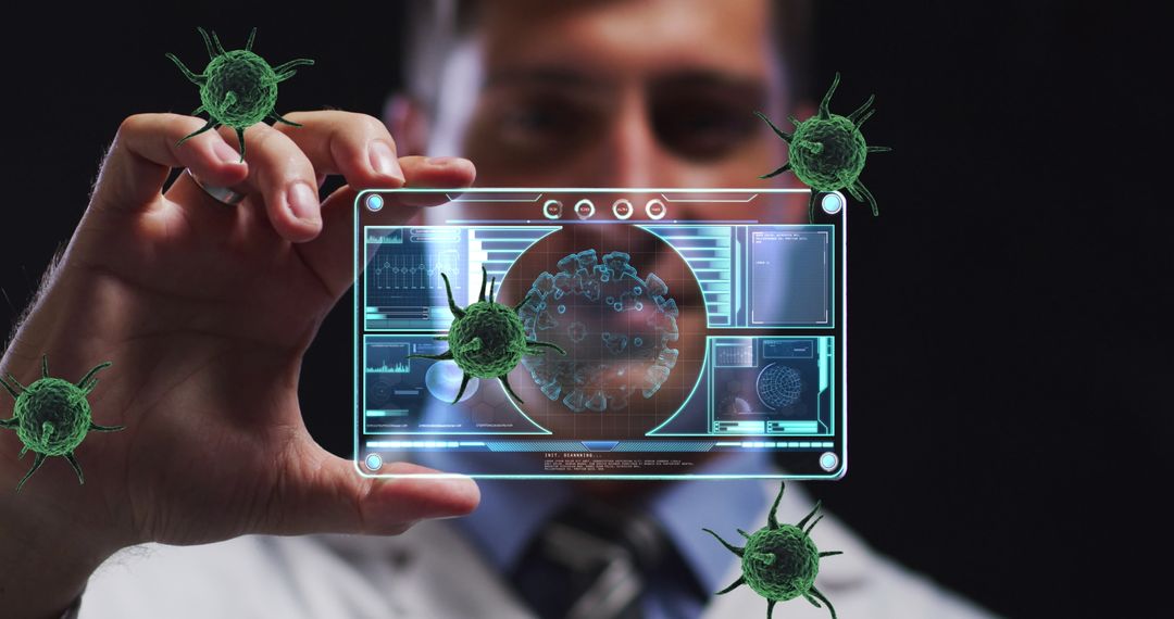 Futuristic Technology Displaying COVID-19 Virus Analysis