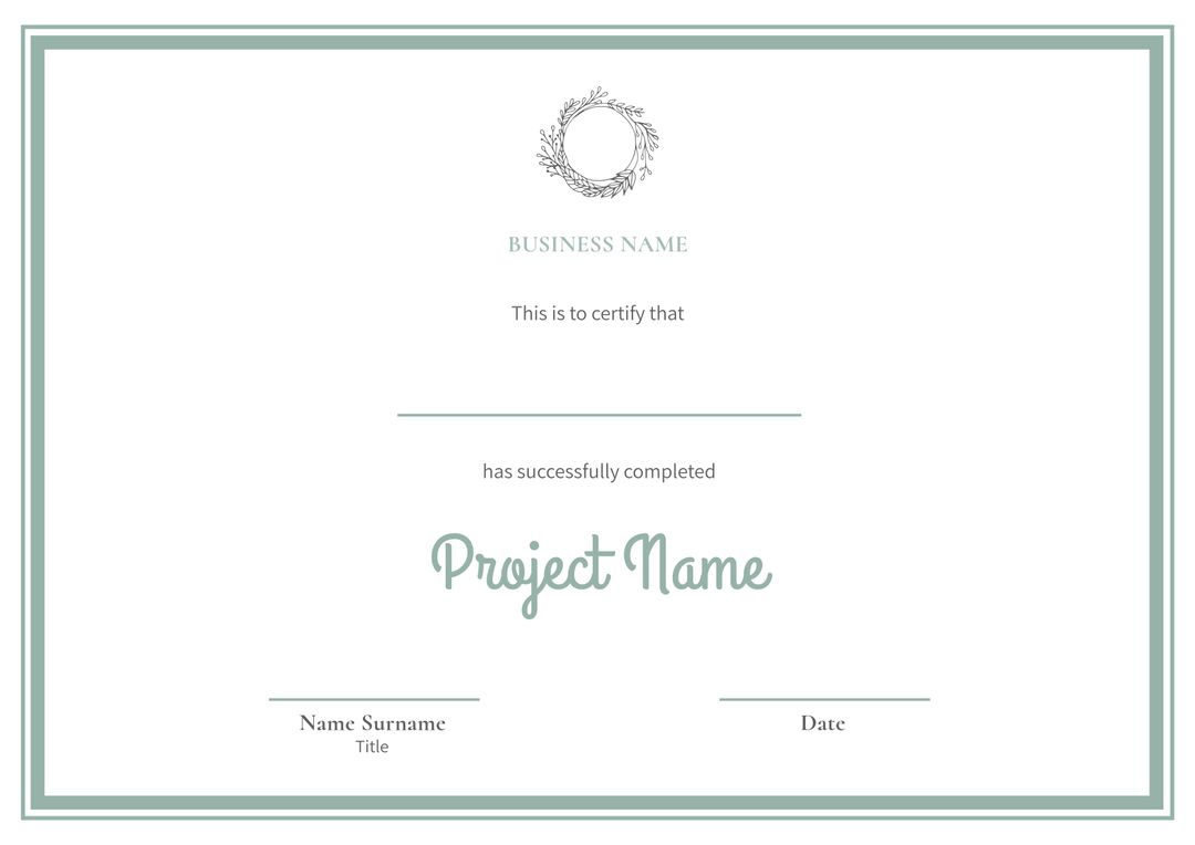 Elegant Wreath-Emblem Certificate for Various Achievements - Download Free Stock Templates Pikwizard.com