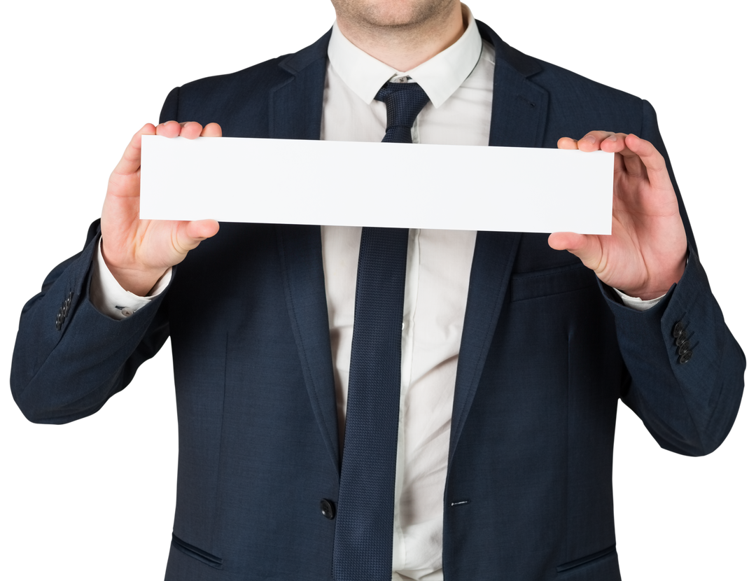 Businessman Holding Blank Card Isolated on Transparent Background - Download Free Stock Images Pikwizard.com